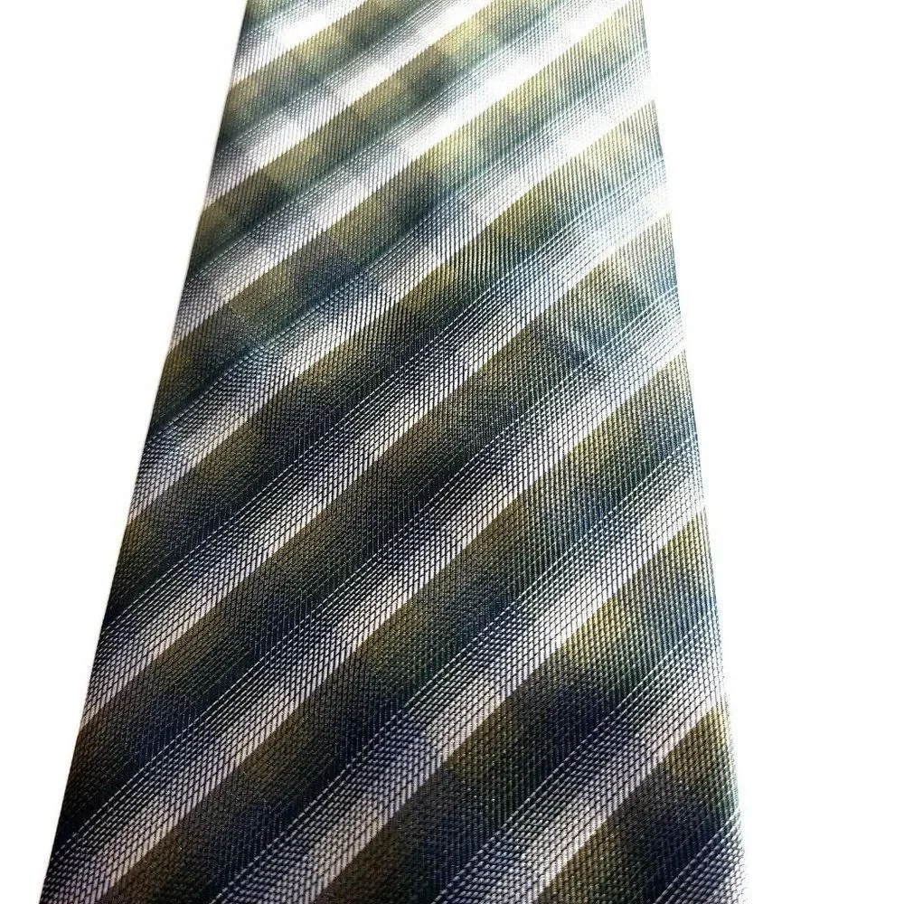 Van‎ Heusen Green Tan Polyester Plaid Tie